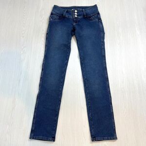 DG Premium Levanta Cola Jeans Womens Size 3/38 Rhinestone Crystal Button Stretch